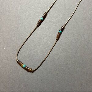 Vintage sterling silver blue turquoise heshi shell necklace